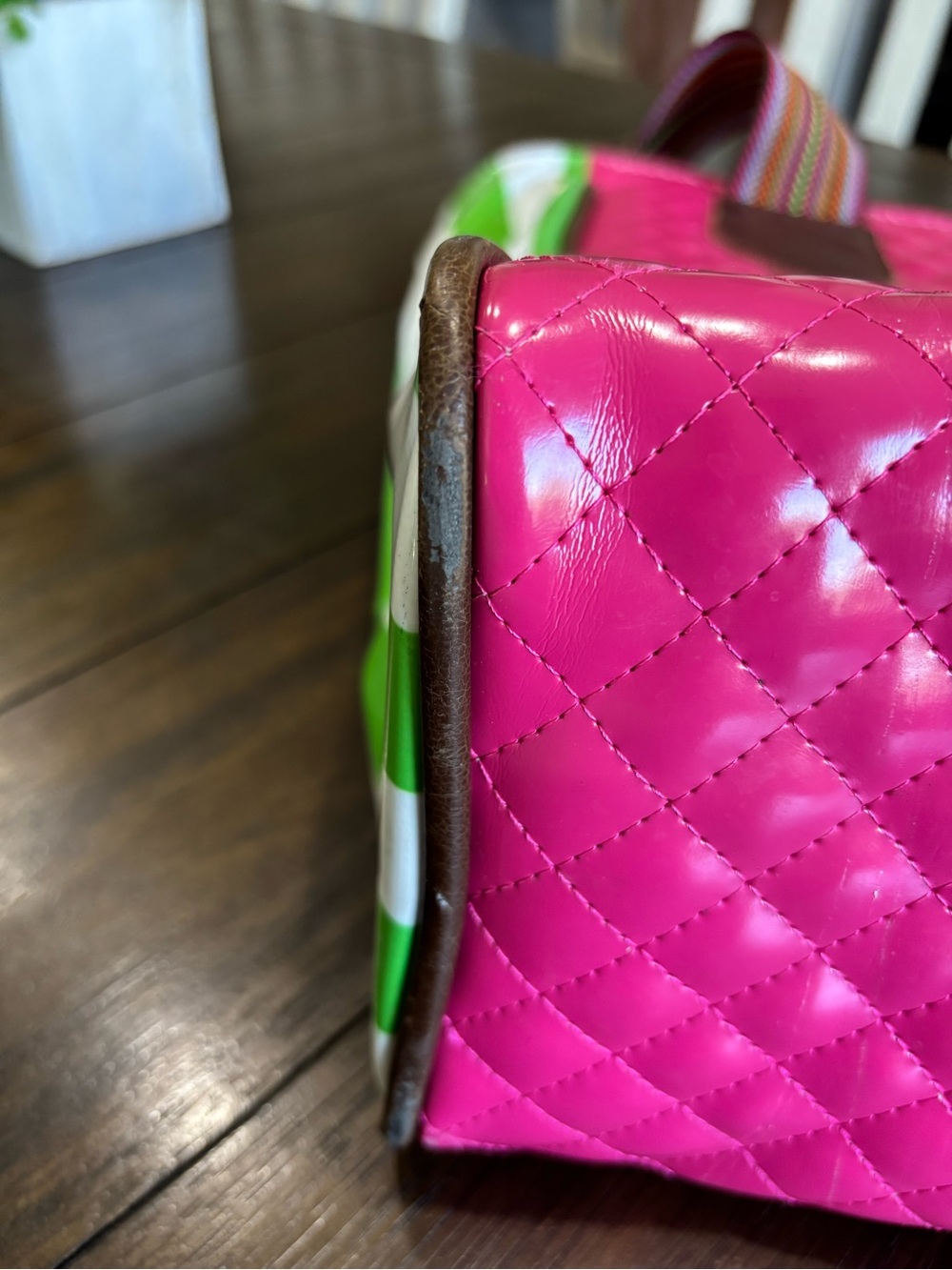 Consuela Classic Tote Pink Quilted Floral Embroidered Bag - Picture 15 of 16